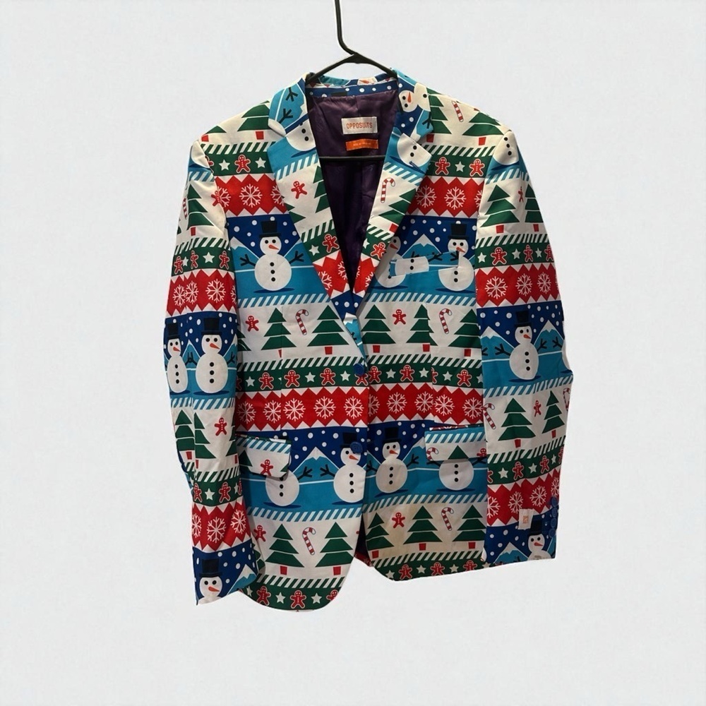 Opposuits Winter Snowman Snowflake Funny Suit Blazer Medium 38-40